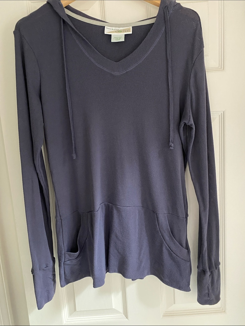 Ex Officio  V-Neck Hooded Pullover in Slate 12-14